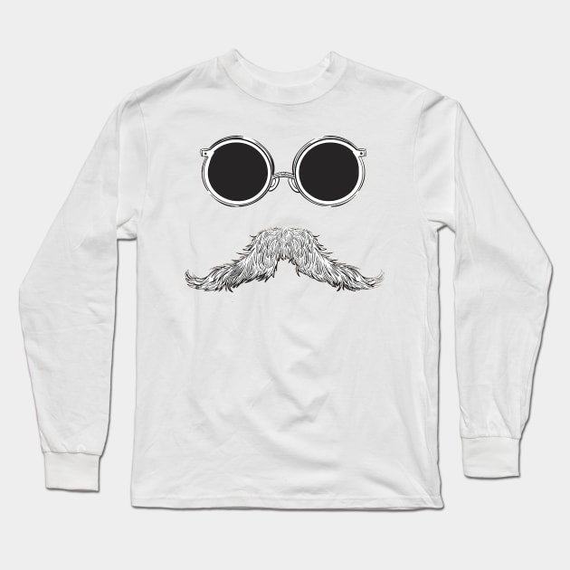 Cool moustache with glasses Long Sleeve T-Shirt by Right-Fit27